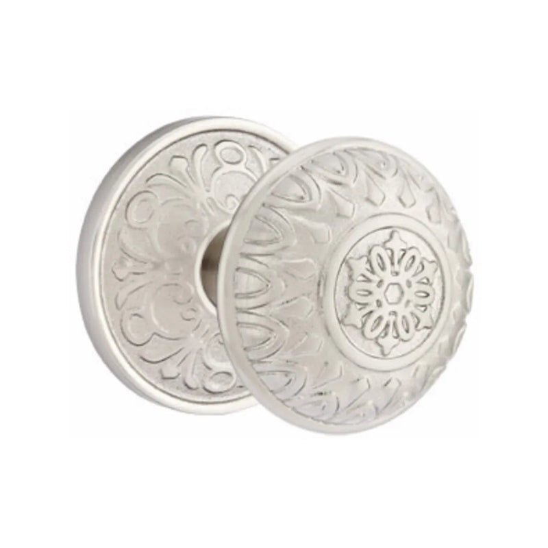 Emtek Lancaster Knob with Lancaster Rosette in Satin Nickel finish