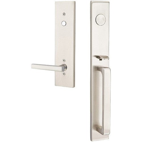 Emtek Lausanne Entrance Handleset With Freestone Lever in Satin Nickel finish