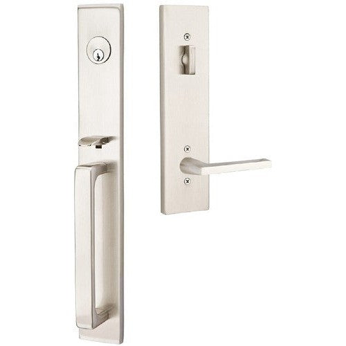 Emtek Lausanne Entrance Handleset With Helios Lever in Satin Nickel finish