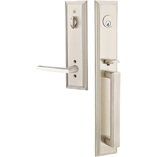 Emtek Melrose Tubular Entrance Handleset With Helios Lever in Satin Nickel finish