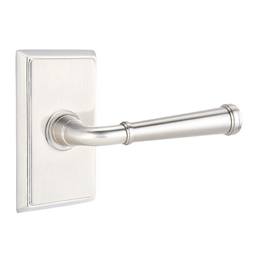 The Emtek Merrimack Lever With Rectangular Rosette in Satin Nickel finish