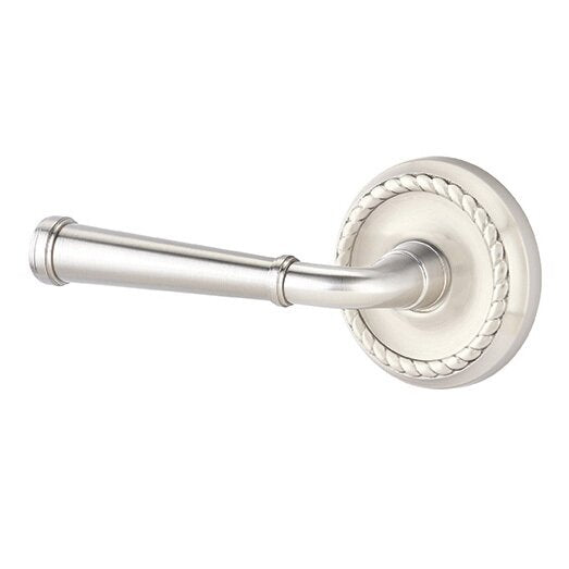 The Emtek Merrimack Lever With Rope Rosette in Satin Nickel finish