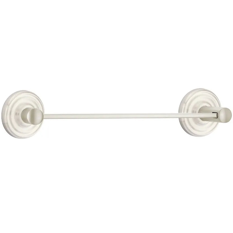 Emtek Modern Brass Towel Bar (18" Wide) With Regular Rosette in Satin Nickel finish