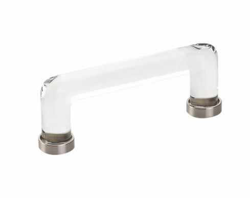 The Emtek Modern Glass Cabinet Pull, 4" Center to Center in Satin Nickel finish