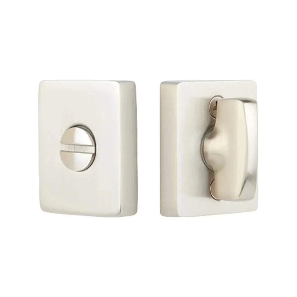 The Emtek Modern Thumbturn Privacy Bolt in Satin Nickel finish.