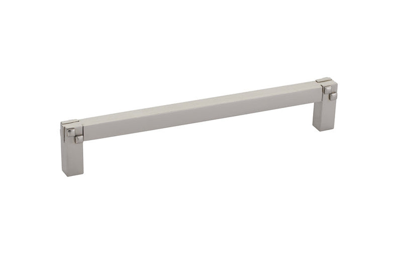 The Emtek Mortise & Tenon Cabinet Pull, 6" Center to Center in Satin Nickel finish