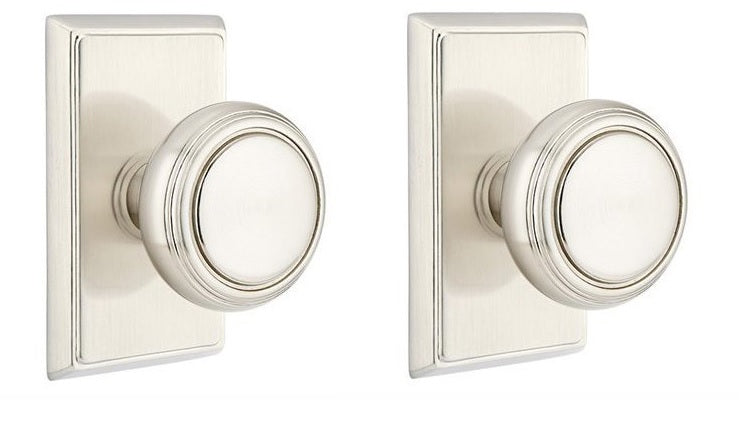 Emtek Norwich Knob with Rectangular Rosette in Satin Nickel finish