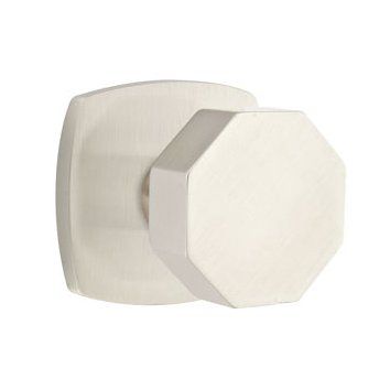 Emtek Octagon Knob with Urban Modern Rosette in Satin Nickel finish