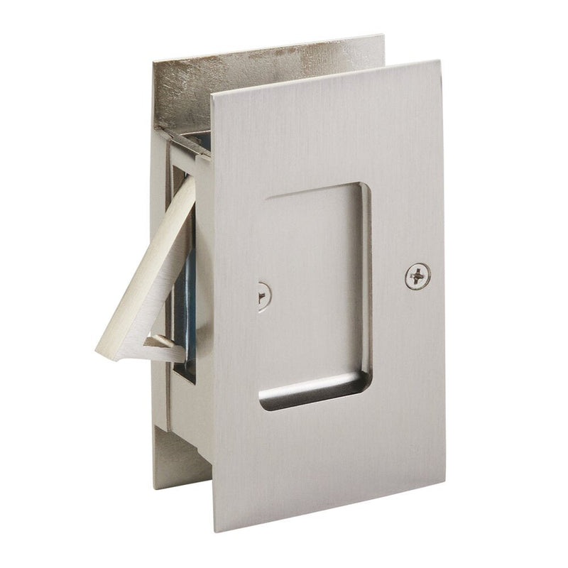 Emtek Passage Modern Rectangular Pocket Door Lock in Satin Nickel finish