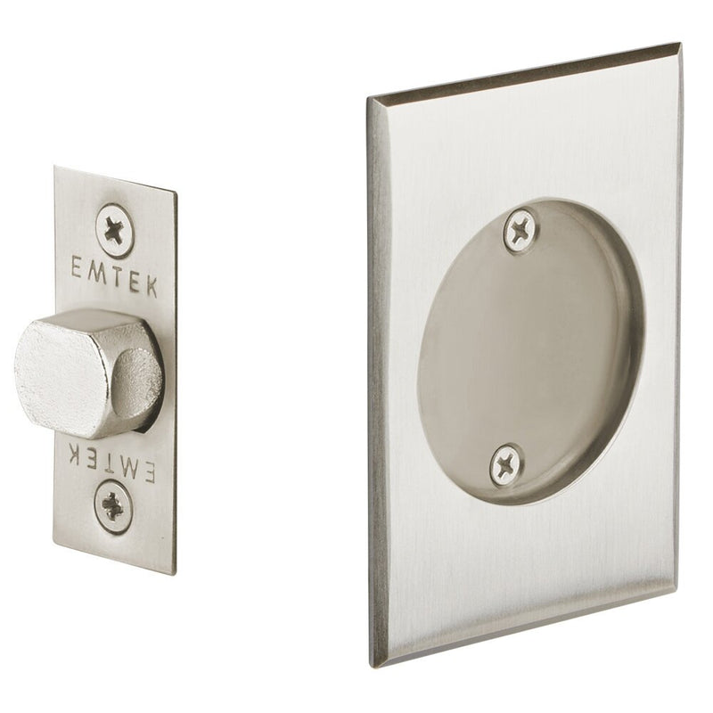 Emtek Passage Rectangular Pocket Door Tubular Lock in Satin Nickel finish