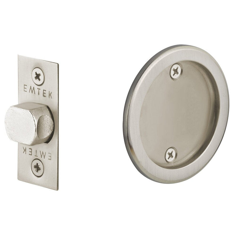 Emtek Passage Round Pocket Door Tubular Lock in Satin Nickel finish