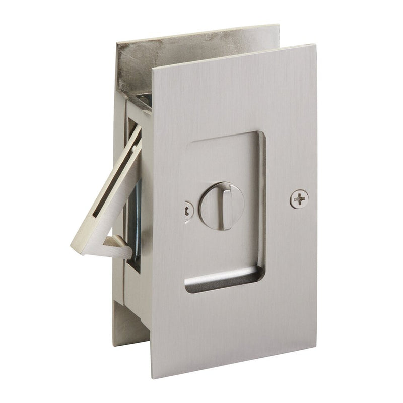 Emtek Privacy Modern Rectangular Pocket Door Lock in Satin Nickel finish