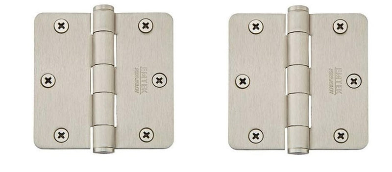 Emtek Residential Duty Solid Brass Plain Bearing Hinge, 3.5" x 3.5" with 1/4" Radius Corners in Satin Nickel finish