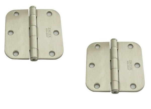 Emtek Residential Duty Solid Brass Plain Bearing Hinge, 3.5" x 3.5" with 5/8" Radius Corners in Satin Nickel finish