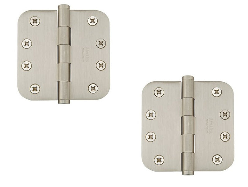 Emtek Residential Duty Solid Brass Plain Bearing Hinge, 4" x 4" with 5/8" Radius Corners in Satin Nickel finish