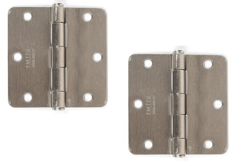 Emtek Residential Duty Steel Plain Bearing Hinge, 3.5" x 3.5" with 1/4" Radius Corners in Satin Nickel finish