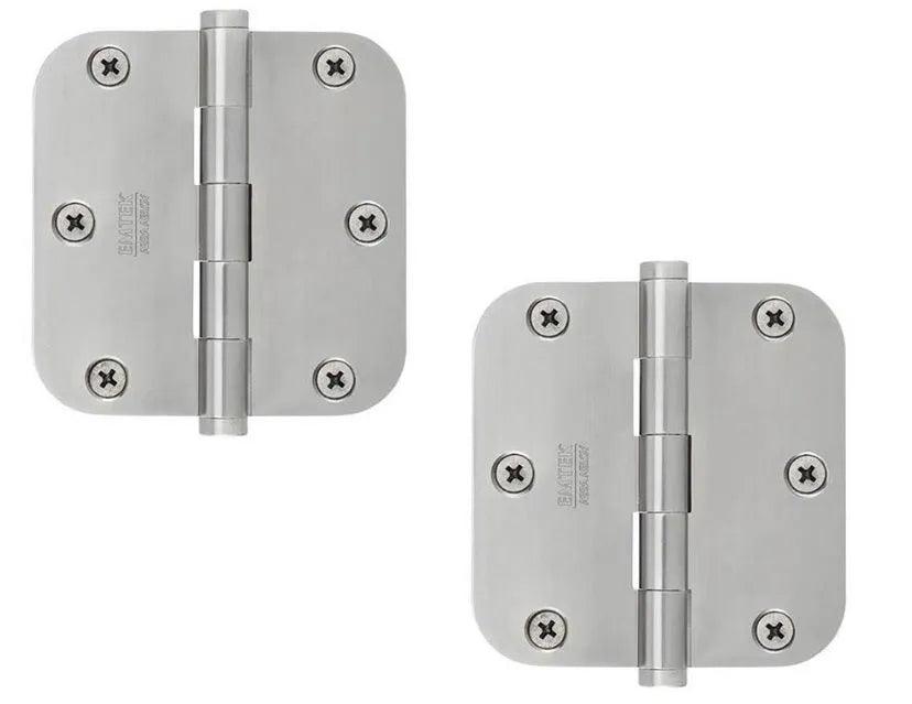 Emtek Residential Duty Steel Plain Bearing Hinge, 3.5" x 3.5" with 5/8" Radius Corners in Satin Nickel finish