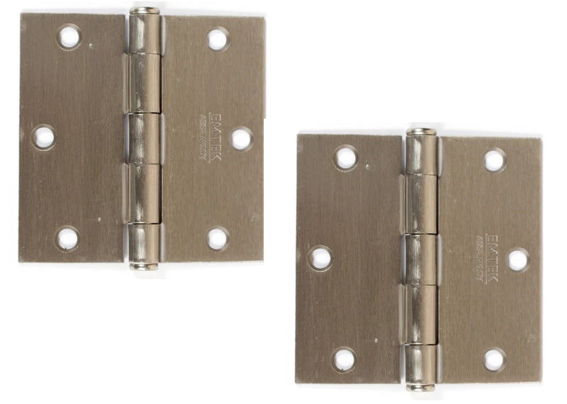 Emtek Residential Duty Steel Plain Bearing Hinge, 3.5" x 3.5" with Square Corners in Satin Nickel finish