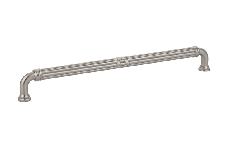 The Emtek Ribbon & Reed Estate Cabinet Pull, 10" Center to Center in Satin Nickel finish