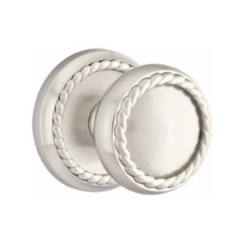 Emtek Rope Knob with Rope Rosette in Satin Nickel finish