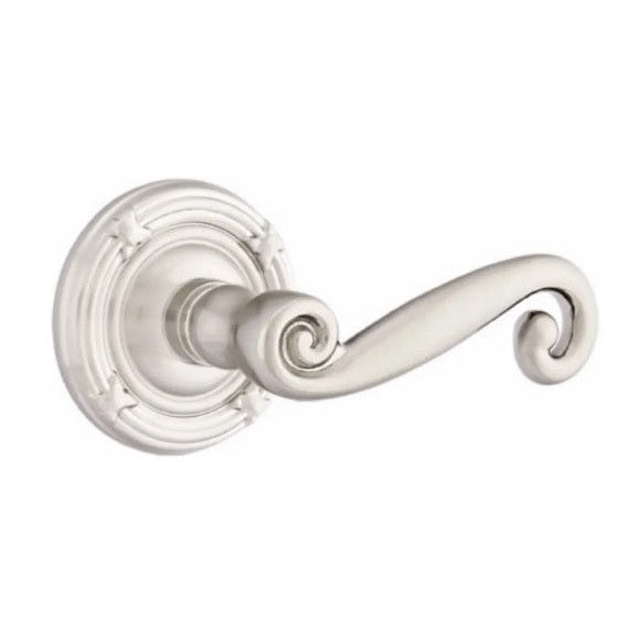 Emtek Rustic Lever With Ribbon & Reed Rosette in Satin Nickel finish