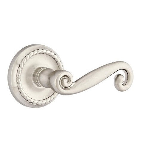 Emtek Rustic Lever With Rope Rosette in Satin Nickel finish