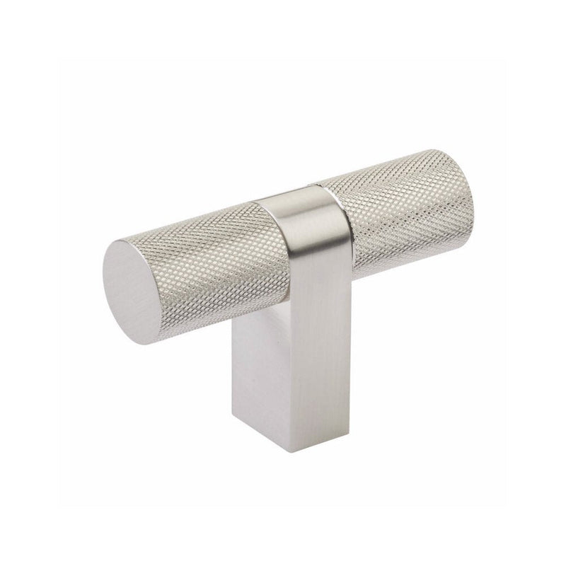 Emtek Select Bar Knurled Cabinet T-Knob, 3 1/8" in Satin Nickel finish