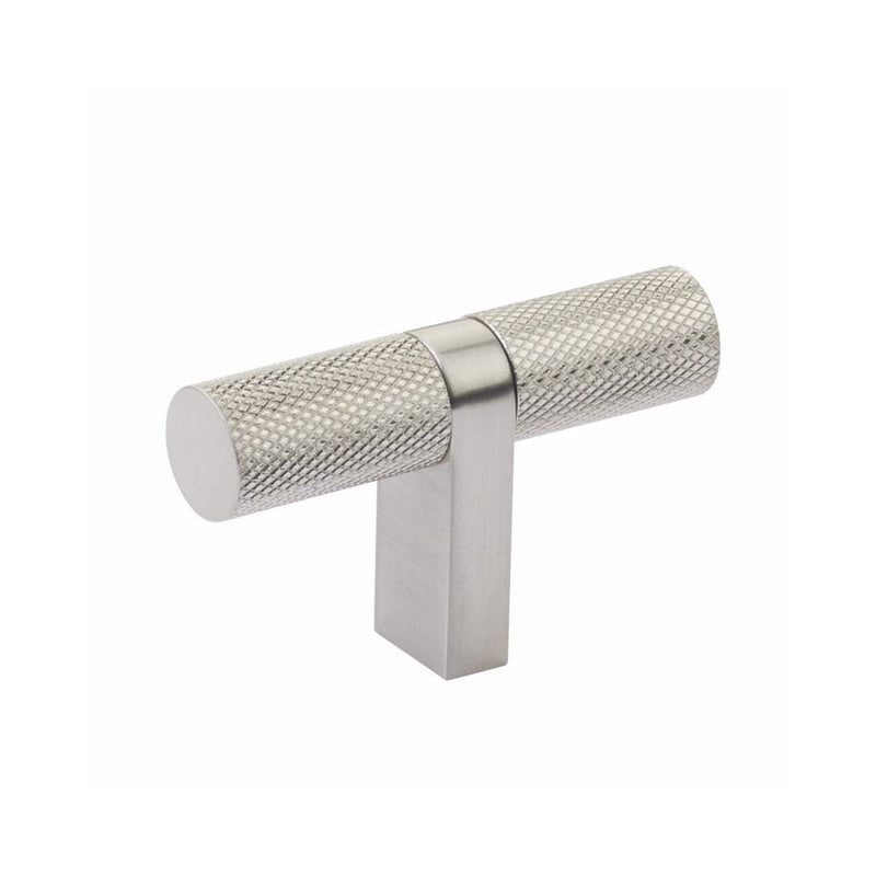 The Emtek Select Bar Knurled Cabinet T-Knob, 2 1/4" in Satin Nickel finish