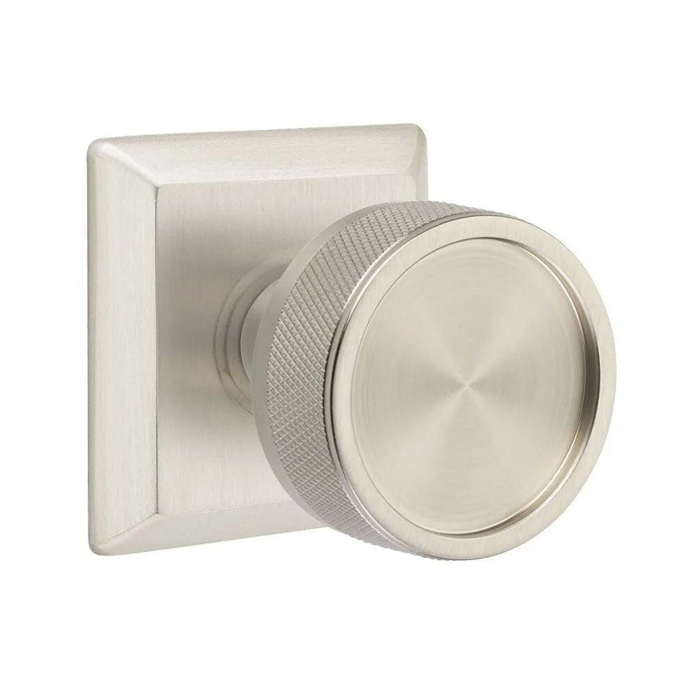 Emtek Select Conical Knurled Knob with Quincy Rosette in Satin Nickel finish