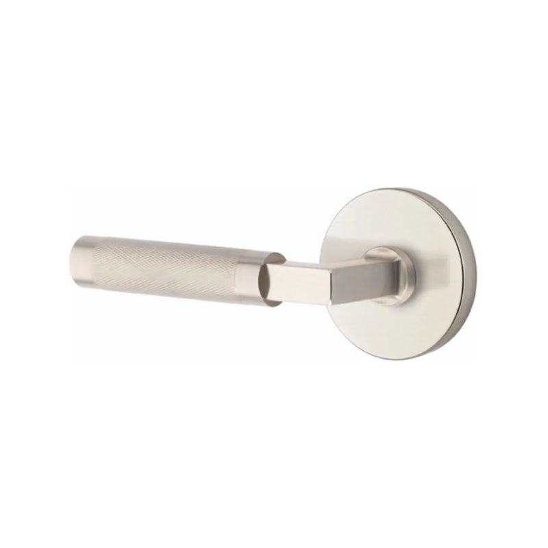 Emtek Select L-Square Knurled Lever with Disk Rosette in Satin Nickel finish