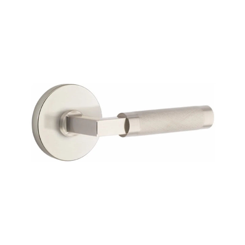 Emtek Select L-Square Knurled Lever with Disk Rosette in Satin Nickel finish