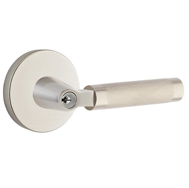 Emtek Select L-Square Knurled Lever with Disk Rosette in Satin Nickel finish