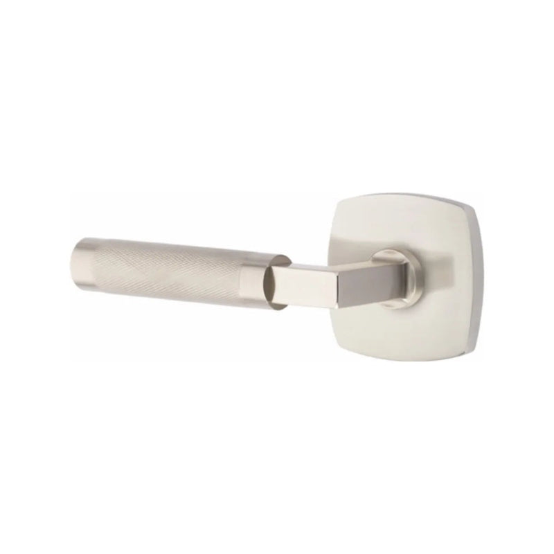 Emtek Select L-Square Knurled Lever with Urban Modern Rosette in Satin Nickel finish