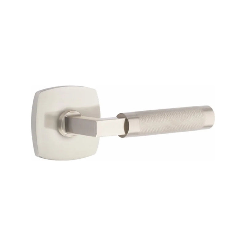 Emtek Select L-Square Knurled Lever with Urban Modern Rosette in Satin Nickel finish