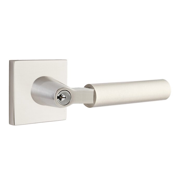 Emtek Select L-Square Smooth Key in Lever with Square Rosette in Satin Nickel finish