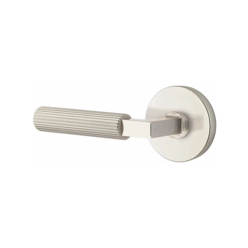 Emtek Select L-Square Straight Knurled Lever with Disk Rosette in Satin Nickel finish