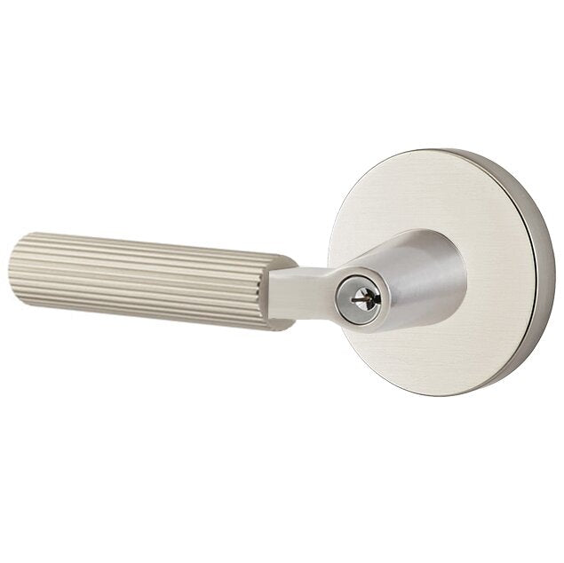 Emtek Select L-Square Straight Knurled Lever with Disk Rosette in Satin Nickel finish