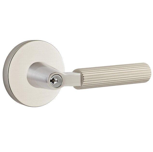 Emtek Select L-Square Straight Knurled Lever with Disk Rosette in Satin Nickel finish