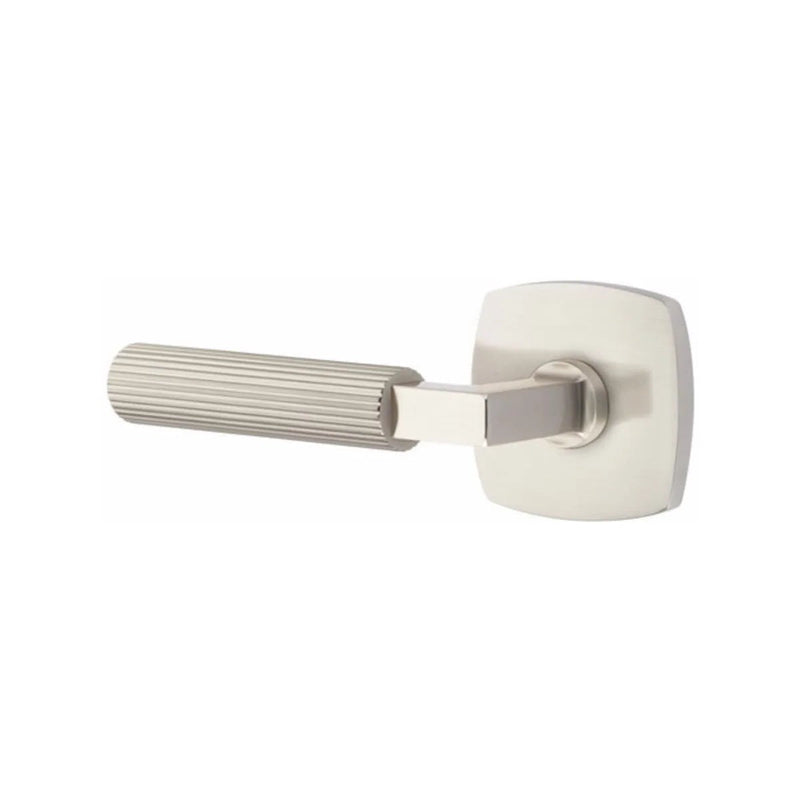 Emtek Select L-Square Straight Knurled Lever with Urban Modern Rosette in Satin Nickel finish