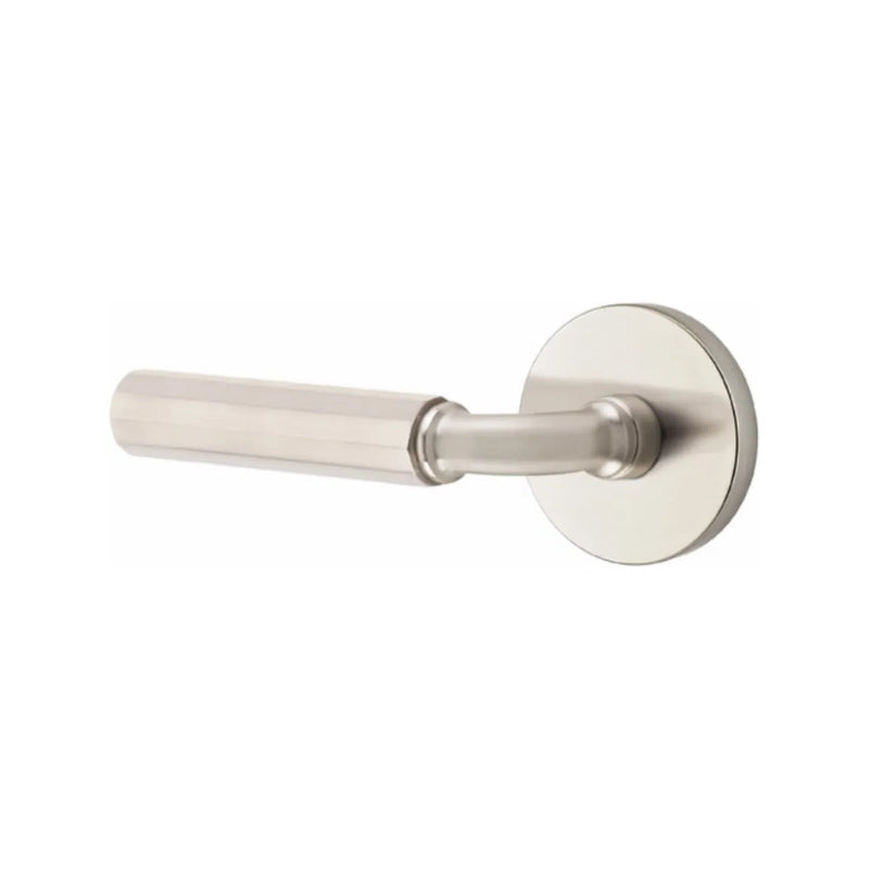 Emtek Select R-Bar Faceted Lever with Disk Rosette in Satin Nickel finish