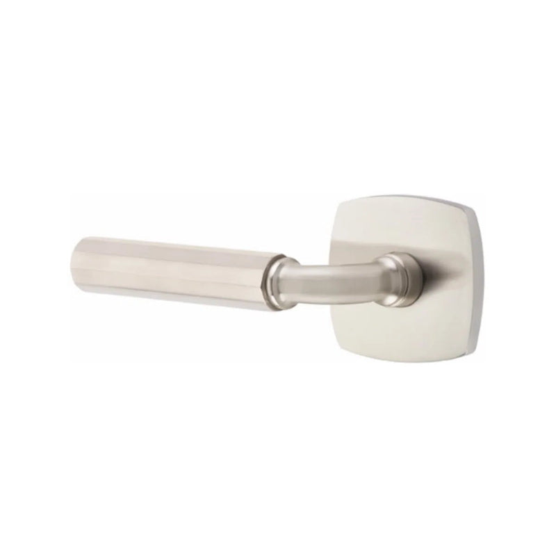 Emtek Select R-Bar Faceted Lever with Urban Modern Rosette in Satin Nickel finish