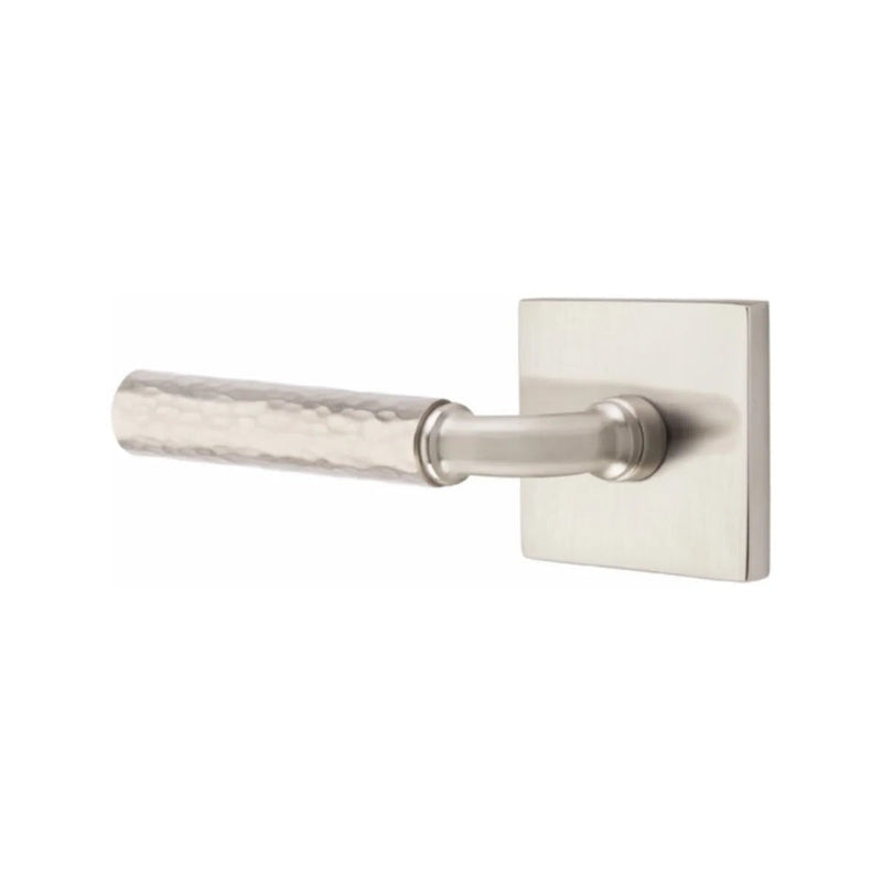 Emtek Select R-Bar Hammered Lever with Square Rosette in Satin Nickel finish