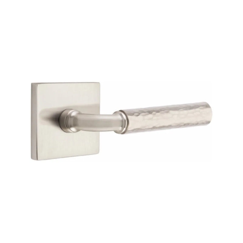 Emtek Select R-Bar Hammered Lever with Square Rosette in Satin Nickel finish