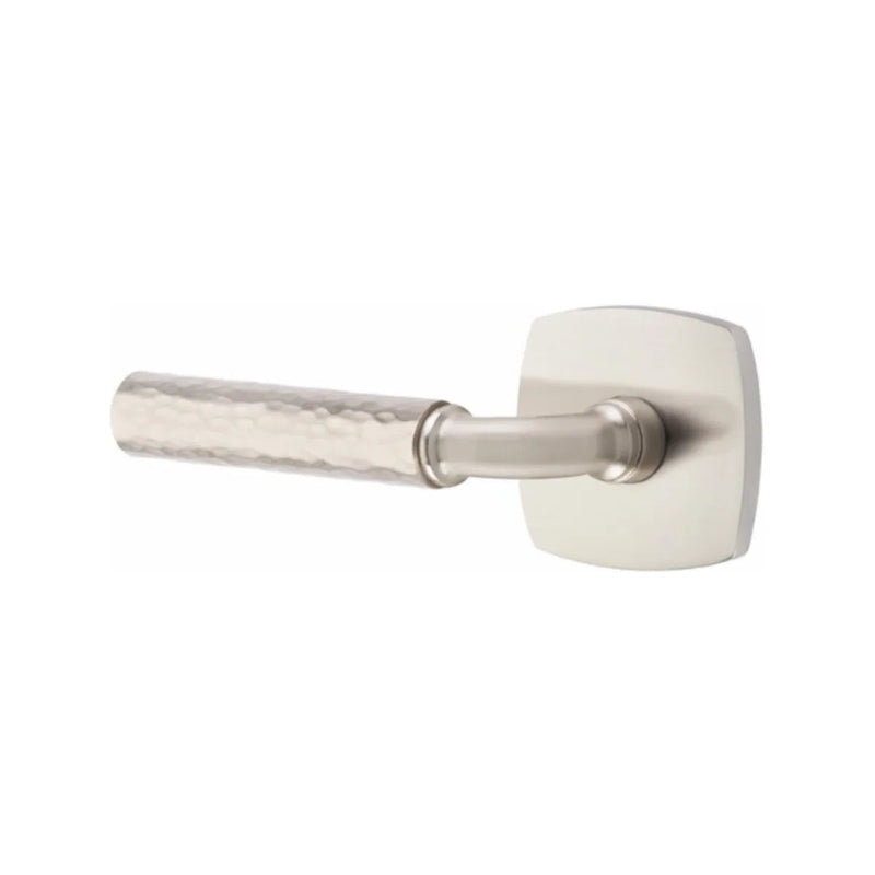 Emtek Select R-Bar Hammered Lever with Urban Modern Rosette in Satin Nickel finish