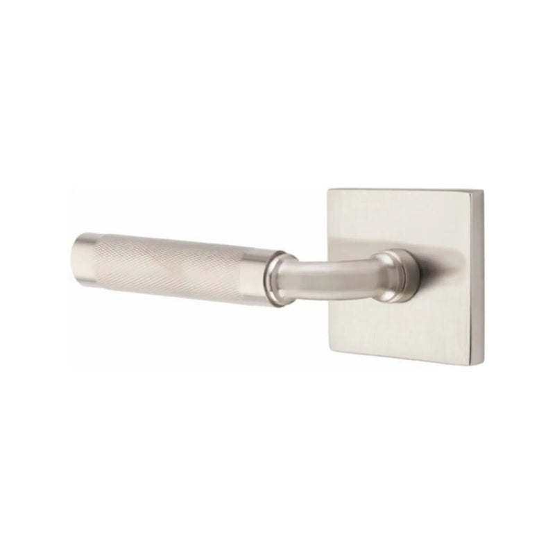 Emtek Select R-Bar Knurled Lever with Square Rosette in Satin Nickel finish