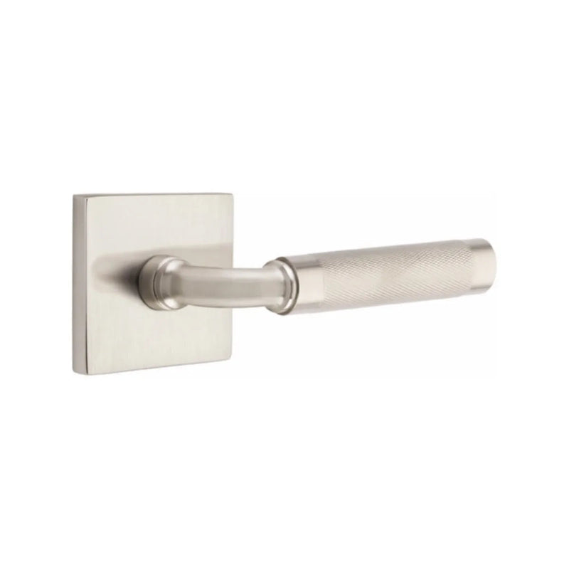 Emtek Select R-Bar Knurled Lever with Square Rosette in Satin Nickel finish