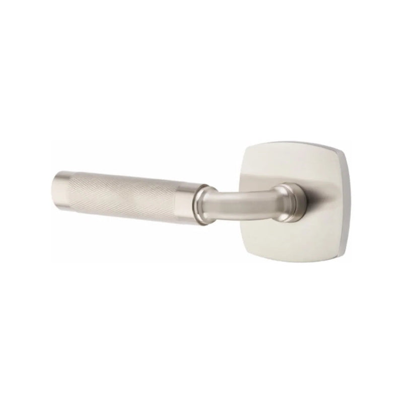 Emtek Select R-Bar Knurled Lever with Urban Modern Rosette in Satin Nickel finish