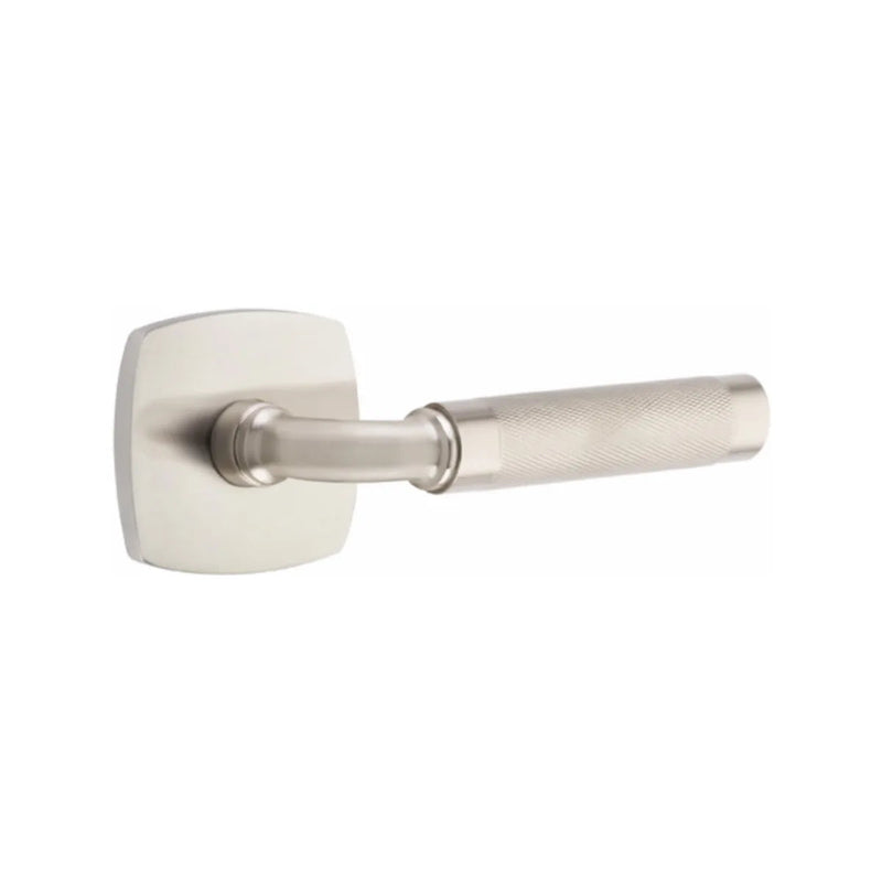 Emtek Select R-Bar Knurled Lever with Urban Modern Rosette in Satin Nickel finish