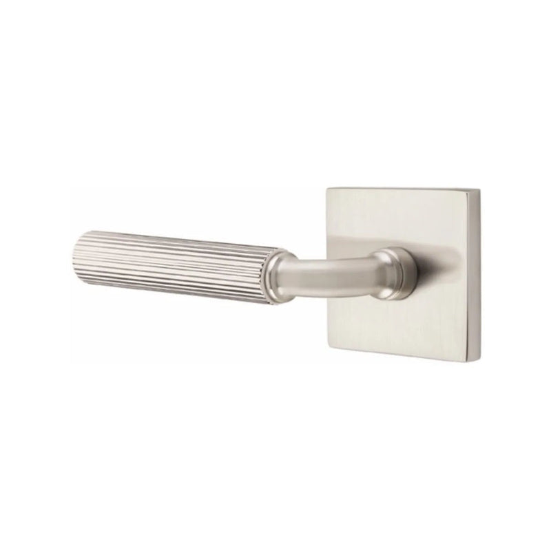 Emtek Select R-Bar Straight Knurled Lever with Square Rosette in Satin Nickel finish