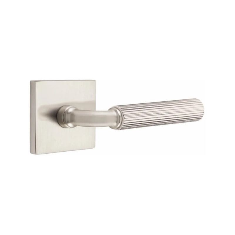 Emtek Select R-Bar Straight Knurled Lever with Square Rosette in Satin Nickel finish